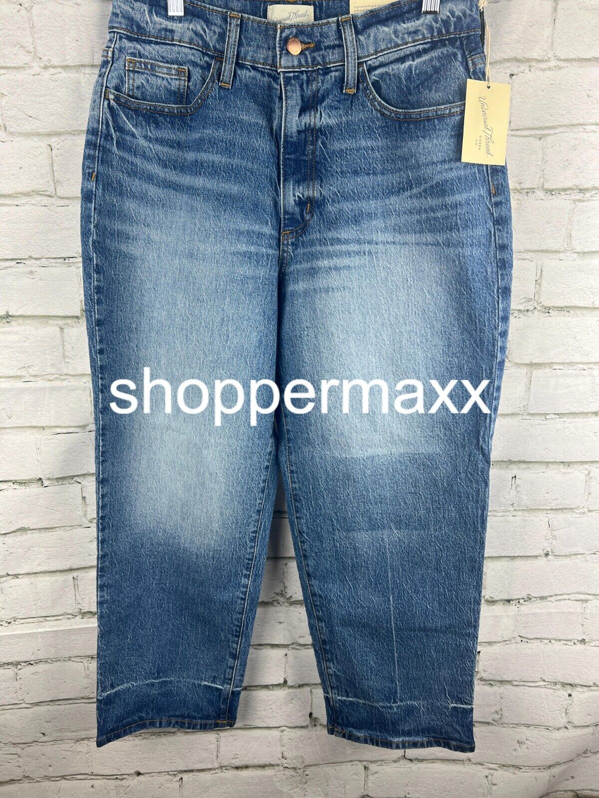 WOMEN SUPER-HIGH RISE VINTAGE STRAIGHT JEANS-UNIVERSAL THREAD MEDIUM WASH 10/30S
