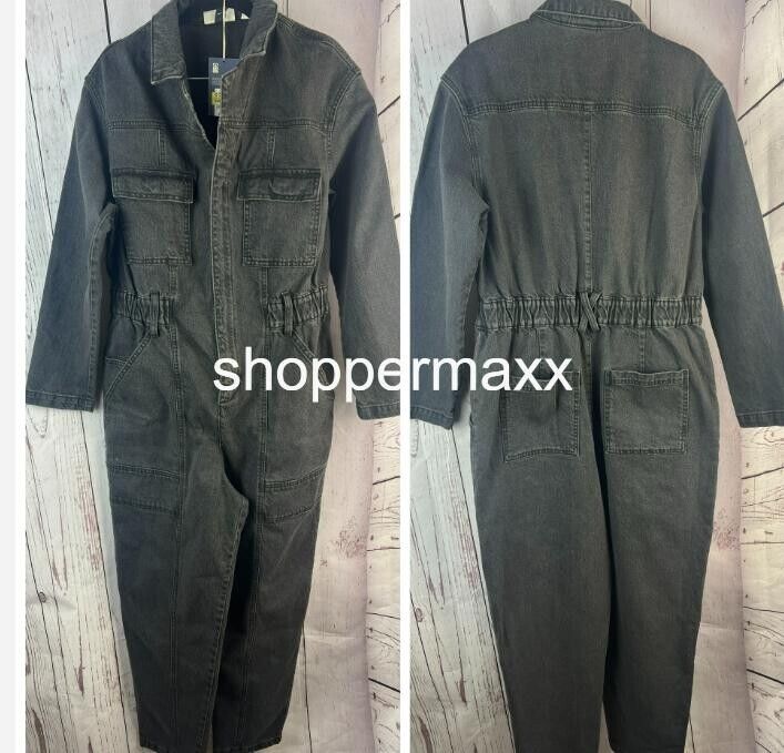 Women's Long Sleeve Denim Jumpsuit - Universal Thread, Washed Black, Size 4