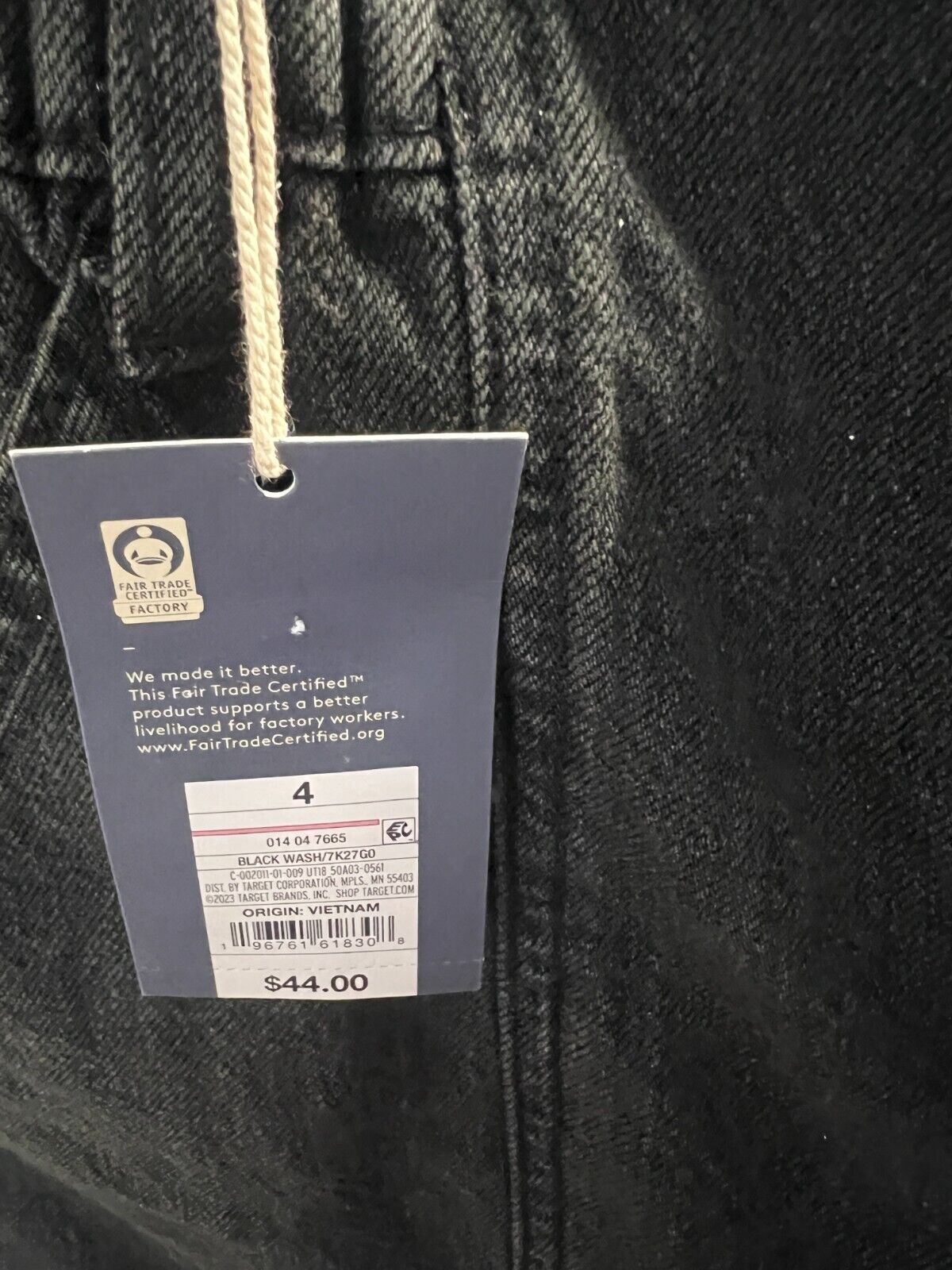 Women's Long Sleeve Denim Jumpsuit - Universal Thread, Washed Black, Size 4