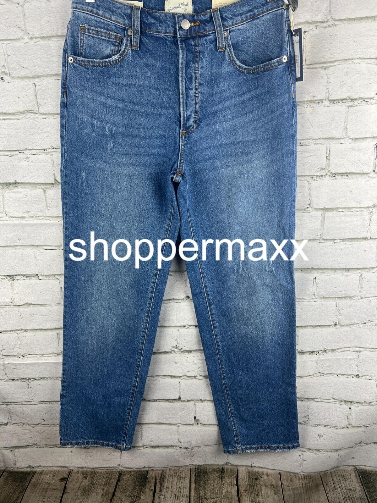 Women High-Rise 90's Distressed Straight Jeans- Universal Thread Medium Wash 10S