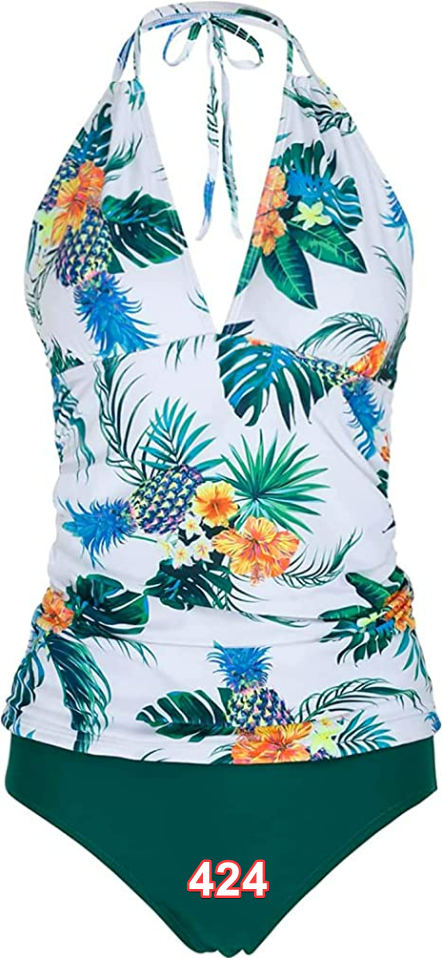 Yonique Women 2 Piece Swimsuit Bathing Suit Halter V Neck Swimwear Tummy Control