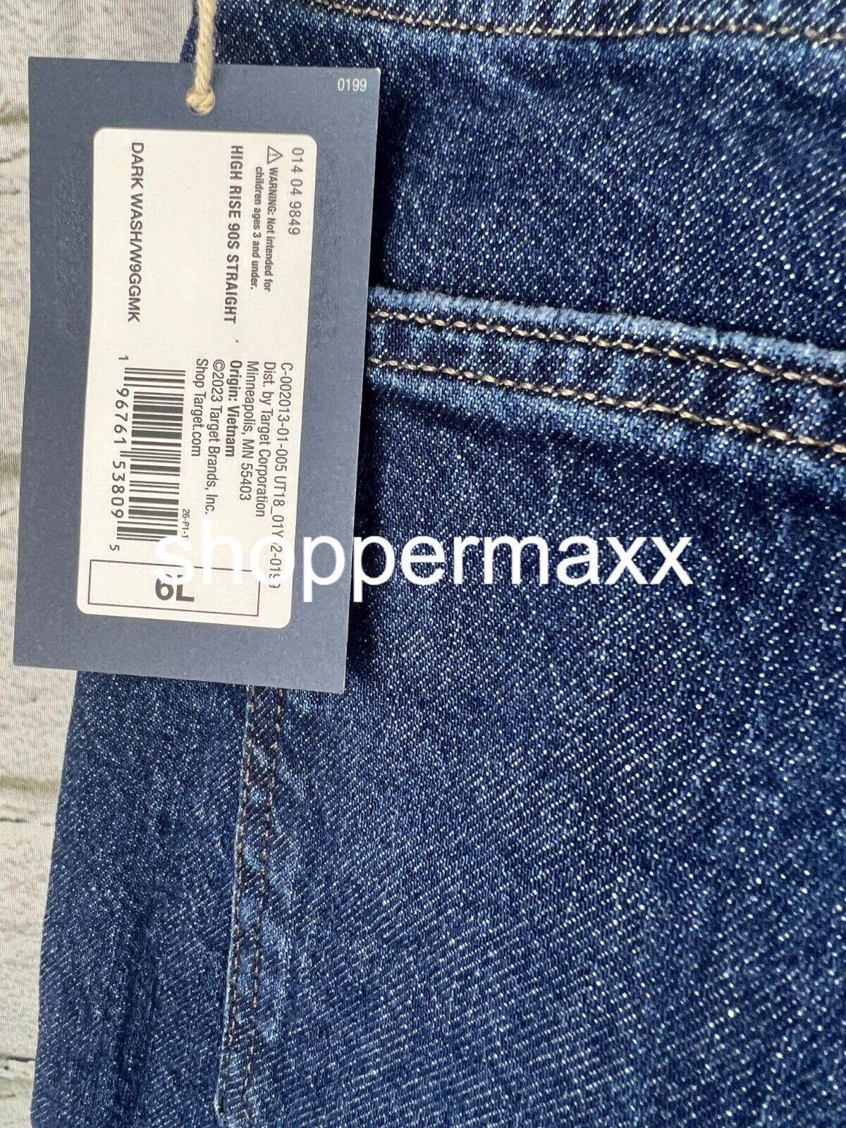 WOMEN'S HIGH-RISE 90'S STRAIGHT JEANS - UNIVERSAL THREAD DARK WASH 6 LONG