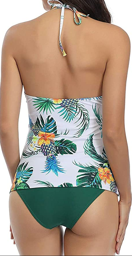 Yonique Women 2 Piece Swimsuit Bathing Suit Halter V Neck Swimwear Tummy Control