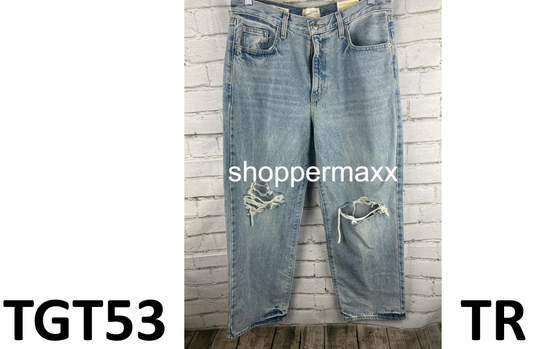 Women Mid-Rise 90's Baggy Jeans- Universal Thread, Medium Wash Destroy, 10 Short