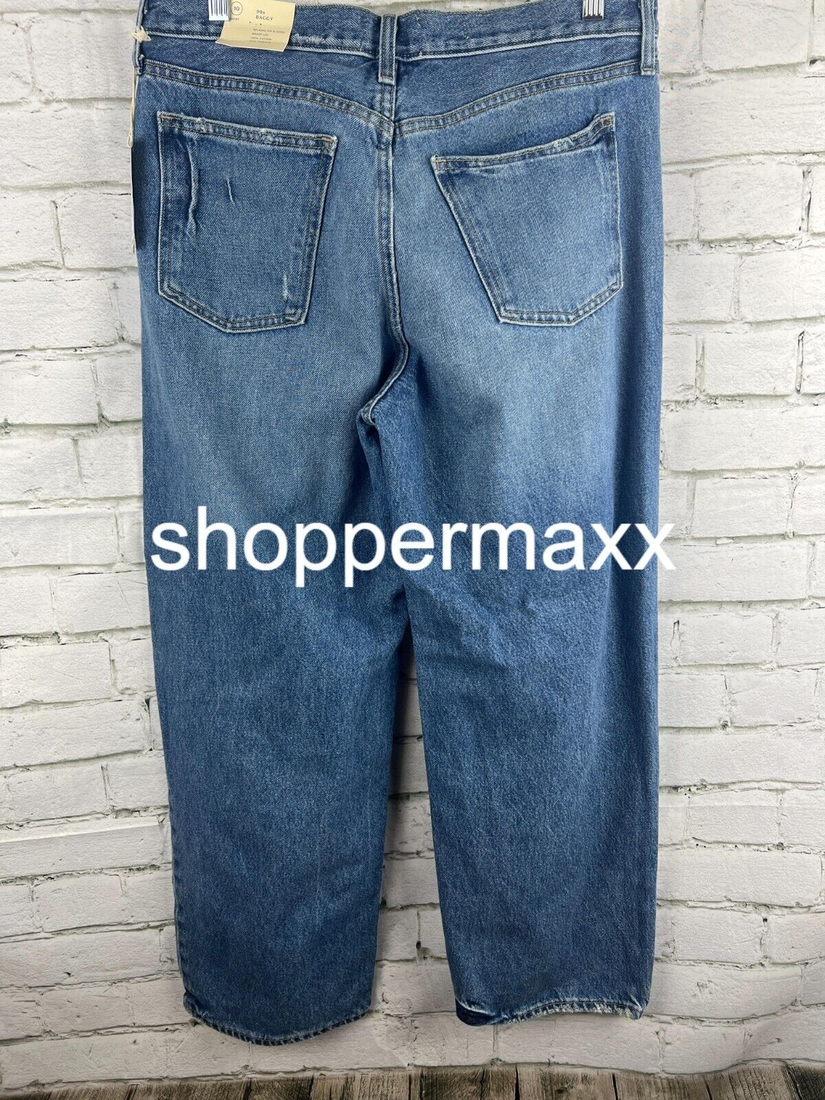 WOMEN'S MID-RISE 90'S BAGGY JEANS - UNIVERSAL THREAD, MEDIUM WASH, 10 SHORT