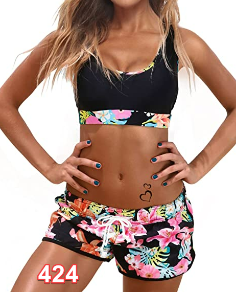 Wenley Zeng Womens Sport Two Piece Swimsuits Racerback Tops Boyshort Bottom XS