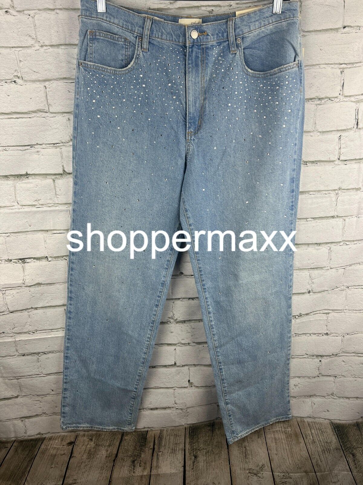 Women High-Rise Embellished 90's Straight Jeans- Universal Thread Light Wash, 16