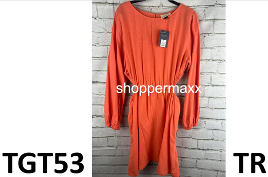 Women's Balloon Long Sleeve Mini A-Line Dress - Universal Thread, Coral Red, L