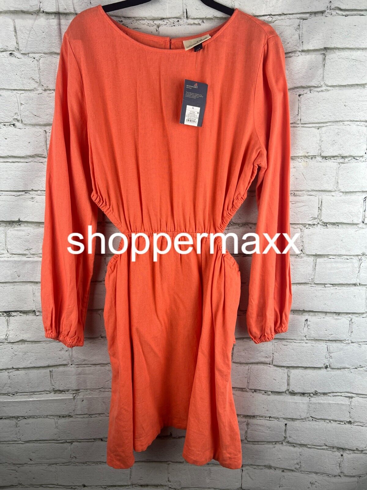 Women's Balloon Long Sleeve Mini A-Line Dress - Universal Thread, Coral Red, L