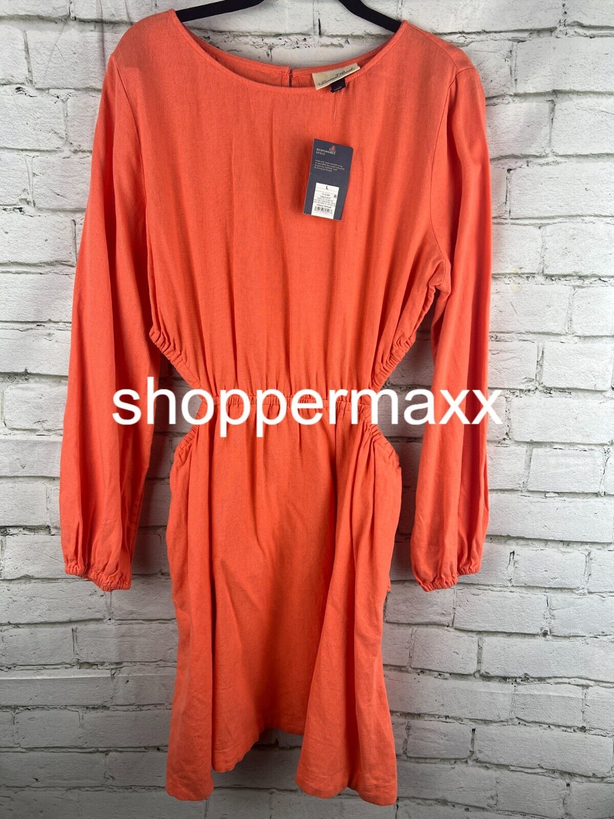 Women's Balloon Long Sleeve Mini A-Line Dress - Universal Thread, Coral Red, L