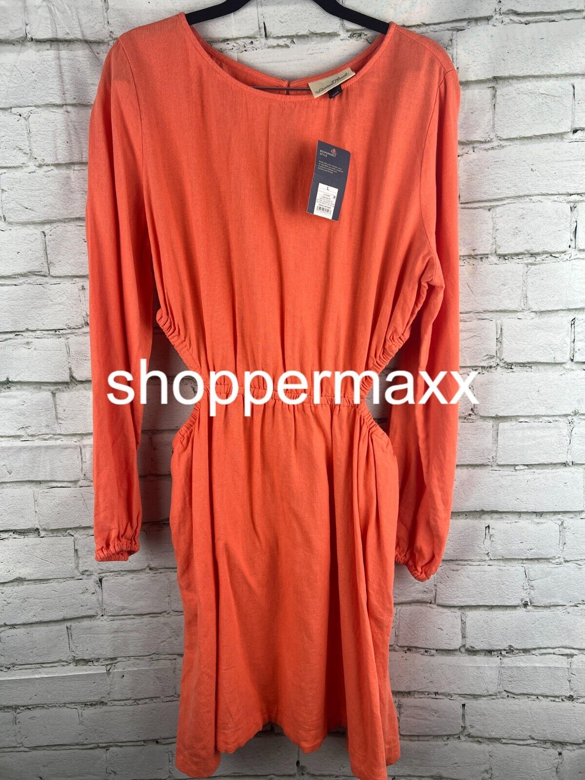 Women's Balloon Long Sleeve Mini A-Line Dress - Universal Thread, Coral Red, L