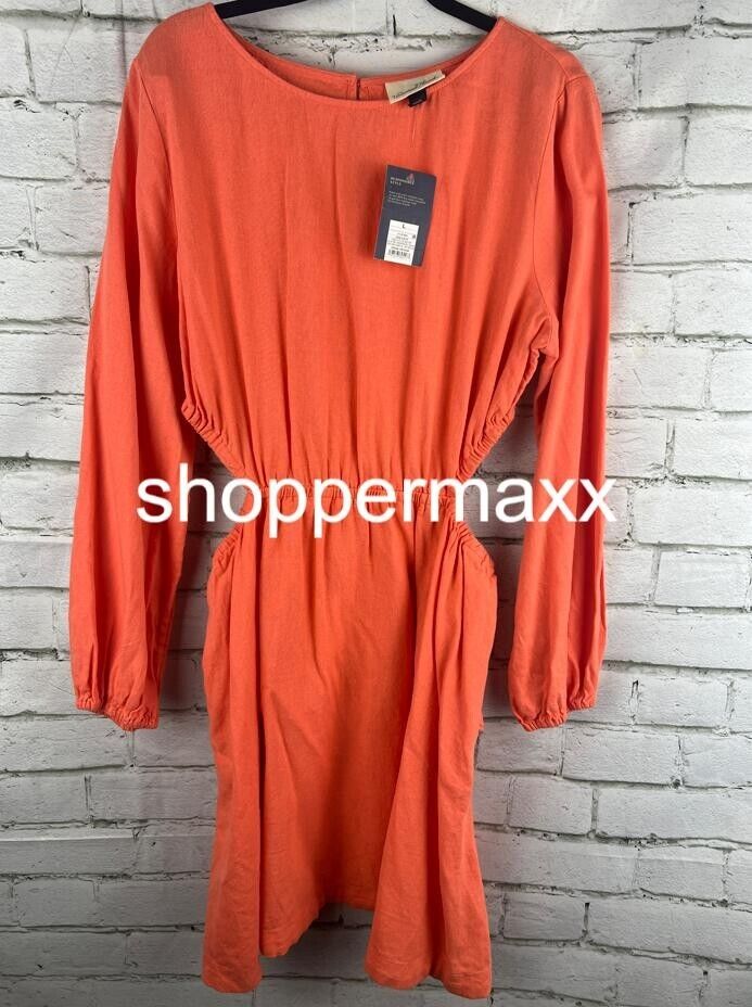 Women's Balloon Long Sleeve Mini A-Line Dress - Universal Thread, Coral Red, L