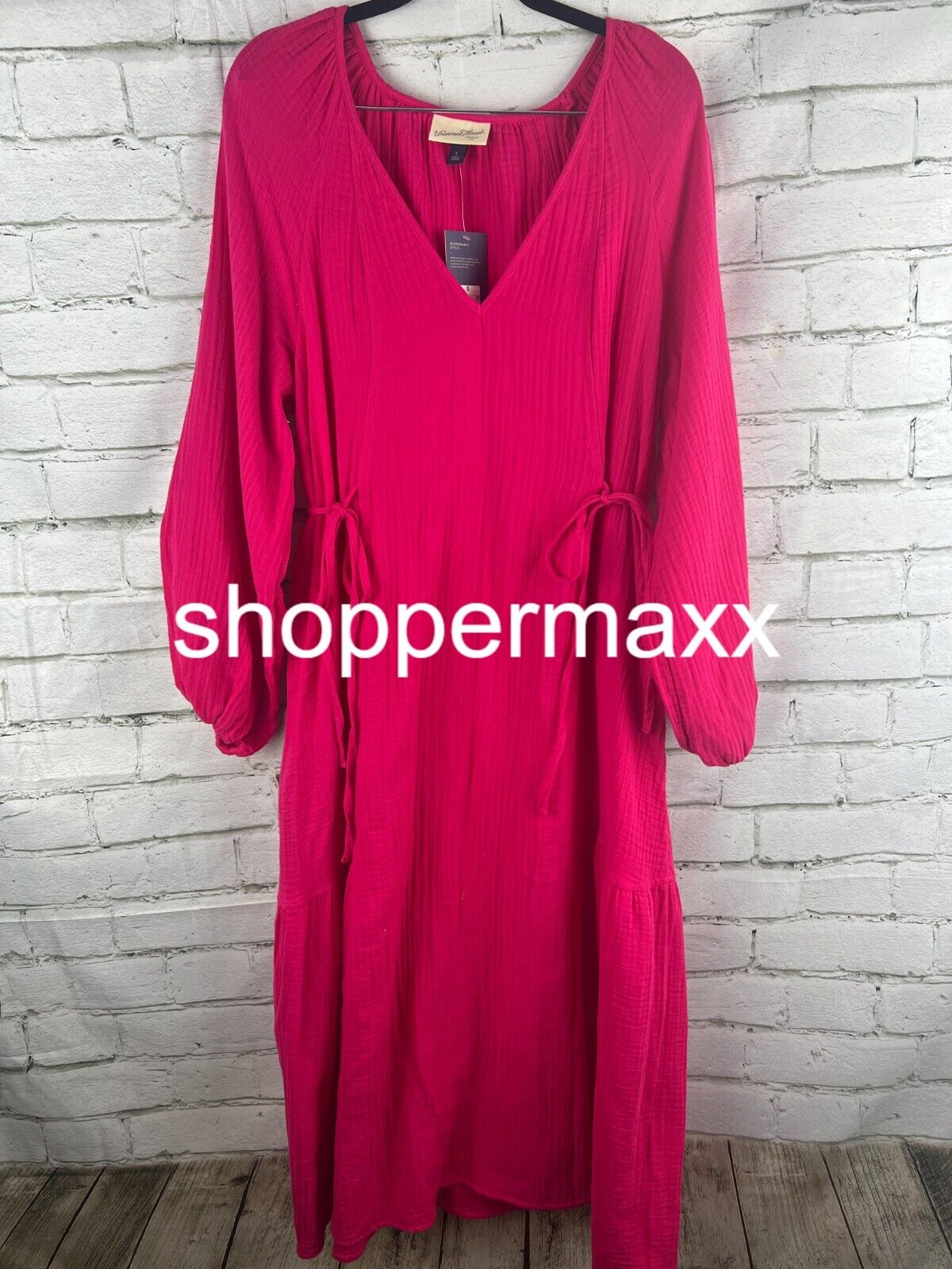 Women's Balloon Long Sleeve Midi A-Line Dress - Universal Thread, Pink, Small