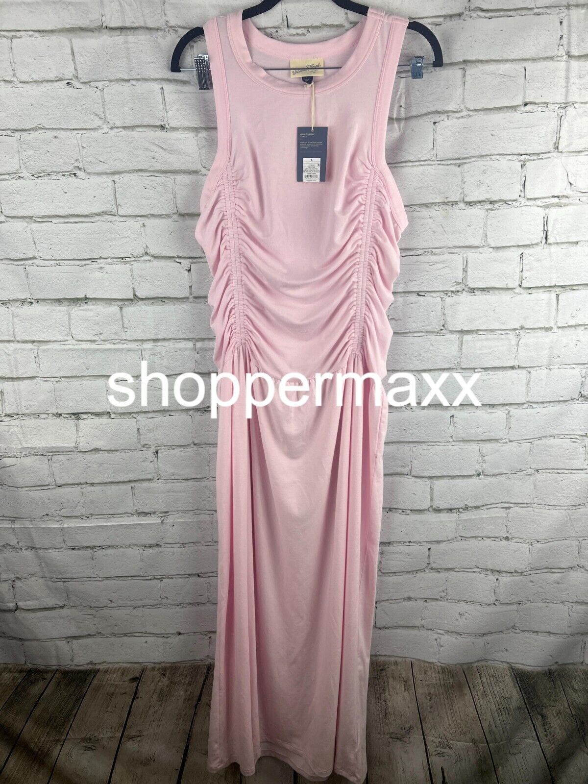 Women's Knit Midi Ruched Dress - Universal Thread, Pink, Size Large