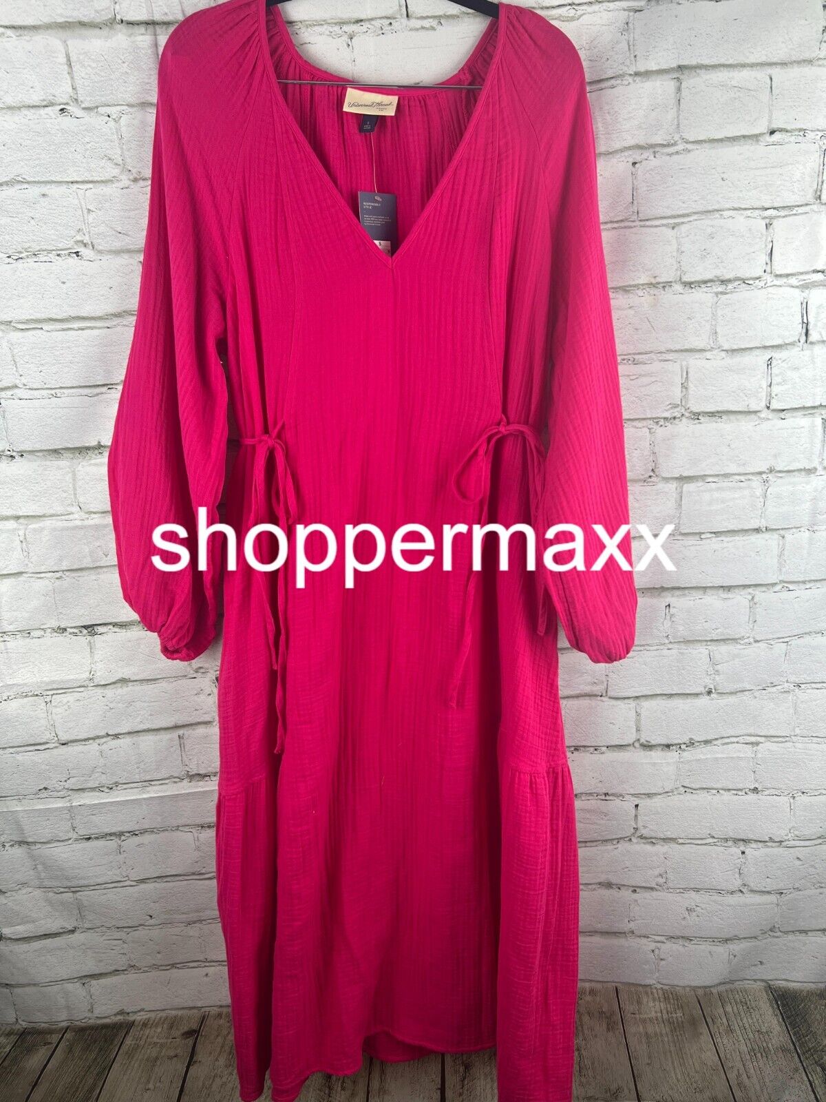 Women's Balloon Long Sleeve Midi A-Line Dress - Universal Thread, Pink, Small