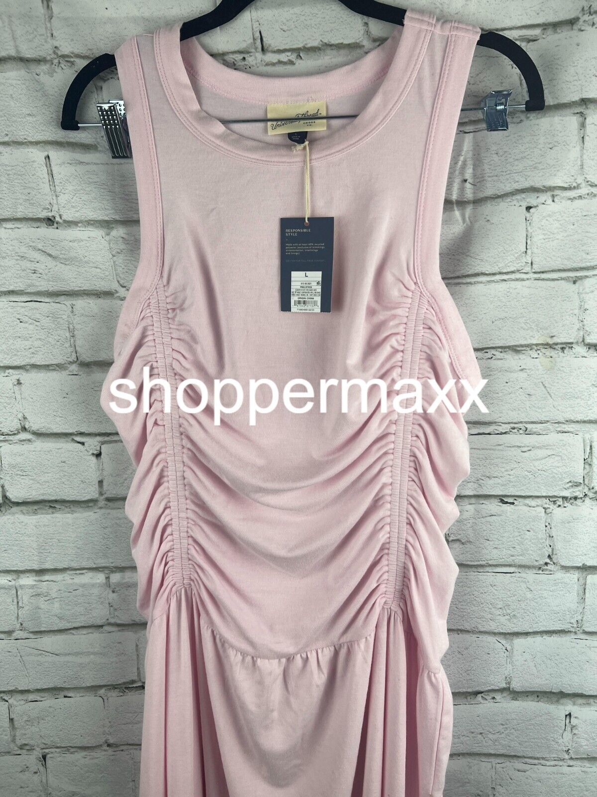 Women's Knit Midi Ruched Dress - Universal Thread, Pink, Size Large