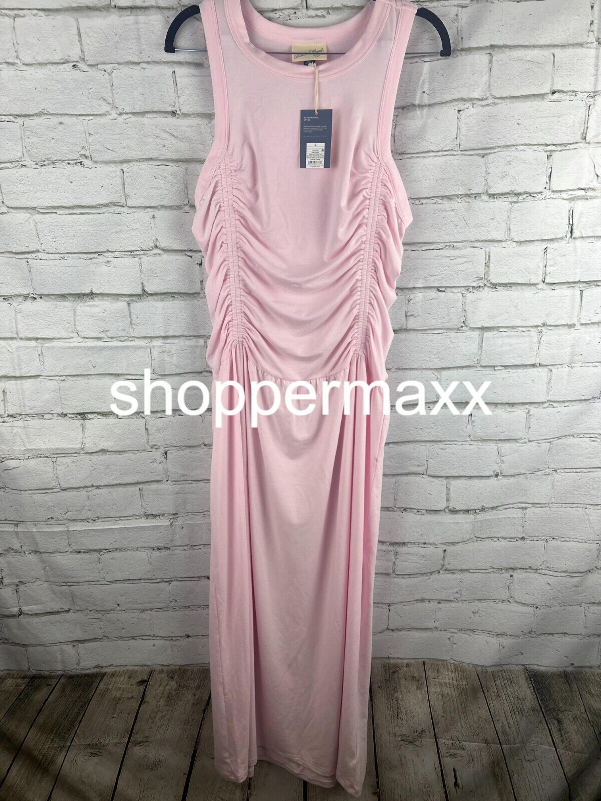 Women's Knit Midi Ruched Dress - Universal Thread, Pink, Size Large