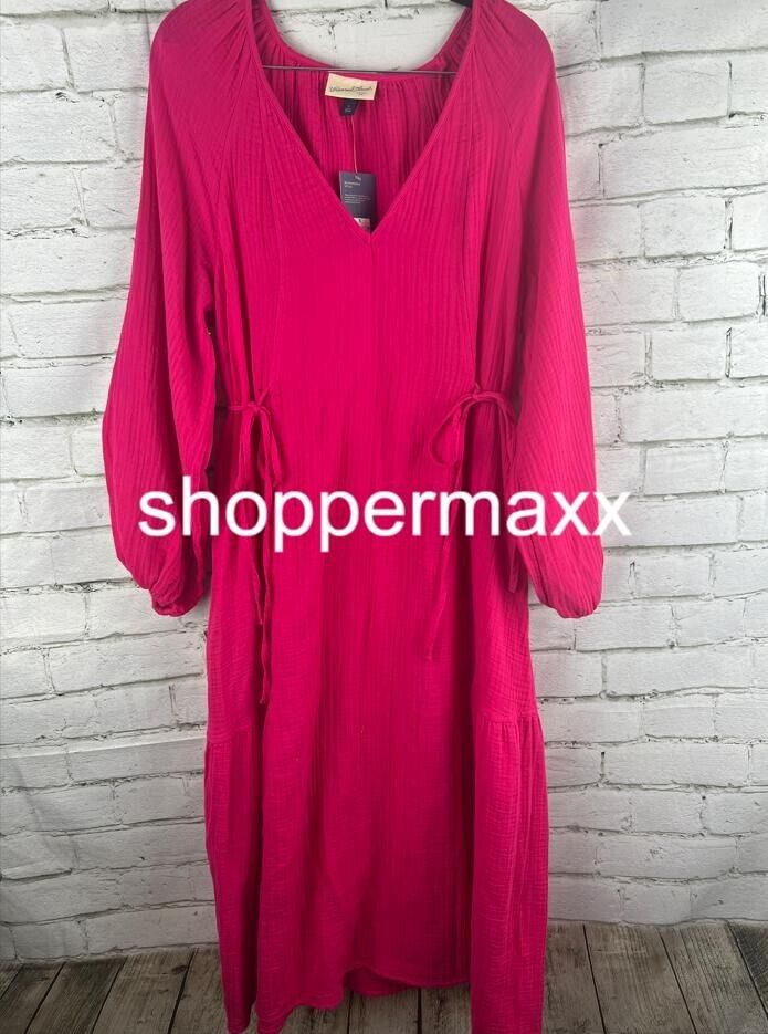 Women's Balloon Long Sleeve Midi A-Line Dress - Universal Thread, Pink, Small