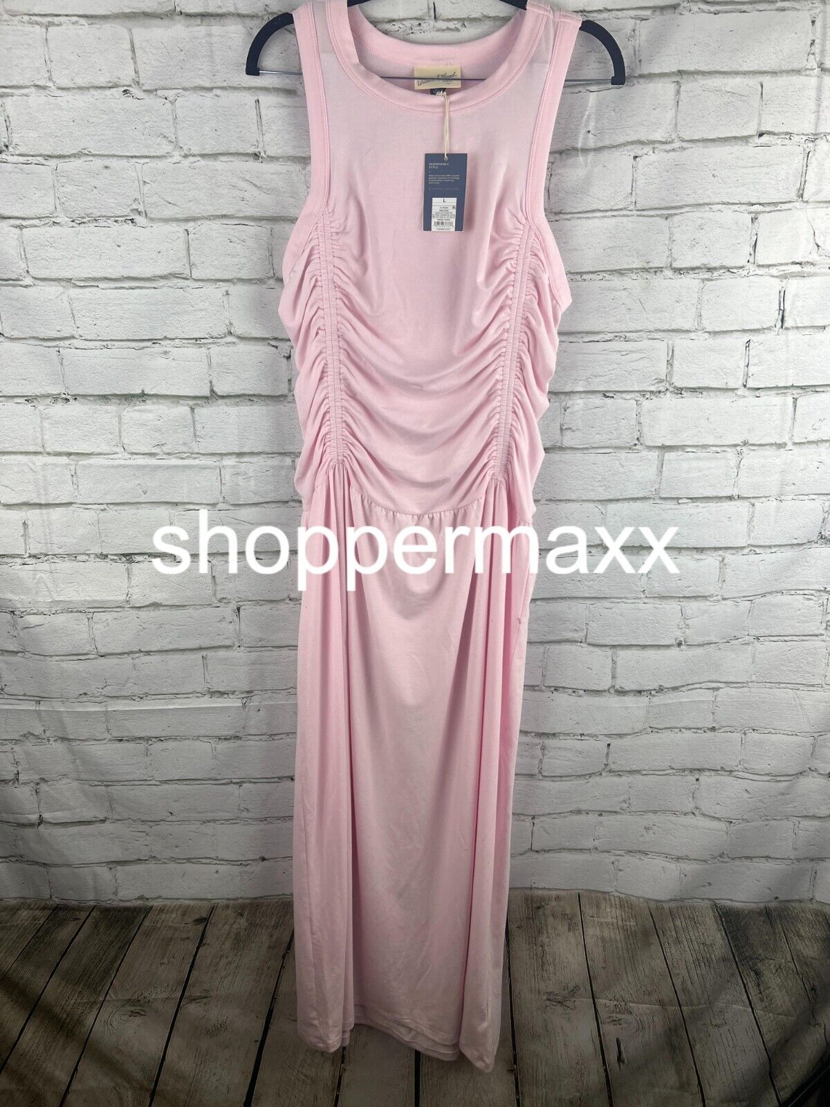 Women's Knit Midi Ruched Dress - Universal Thread, Pink, Size Large