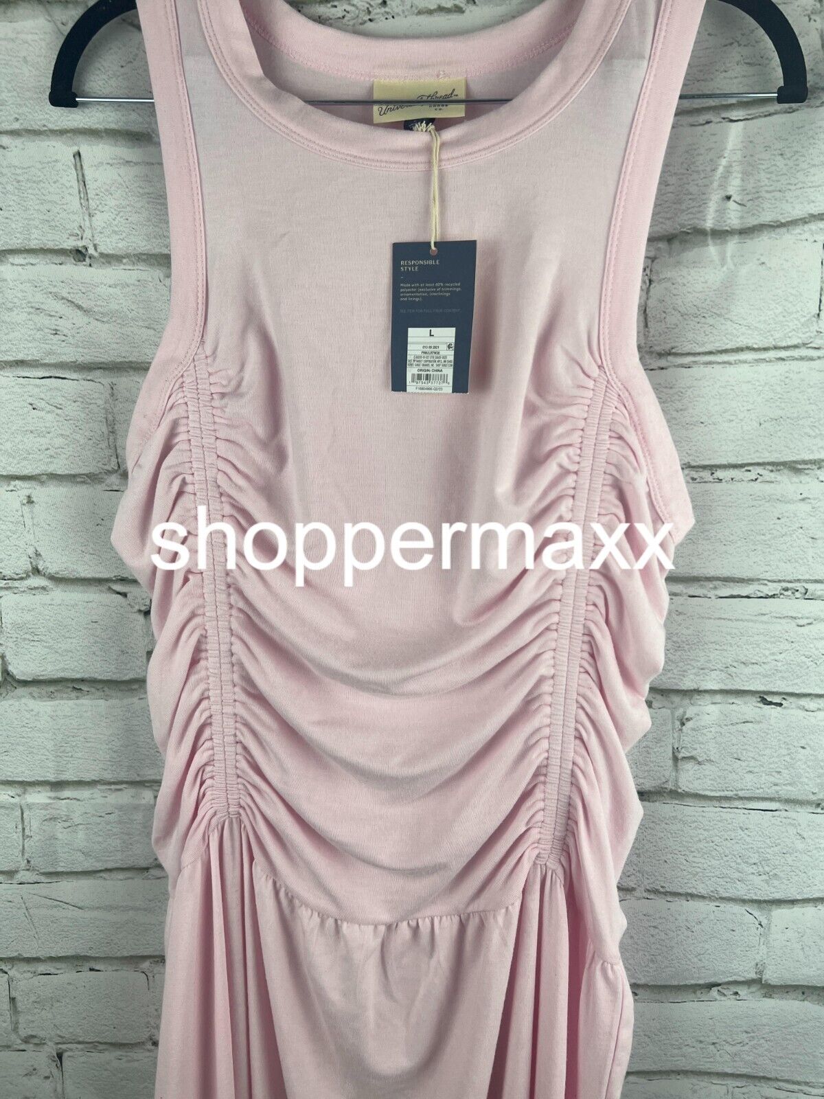 Women's Knit Midi Ruched Dress - Universal Thread, Pink, Size Large
