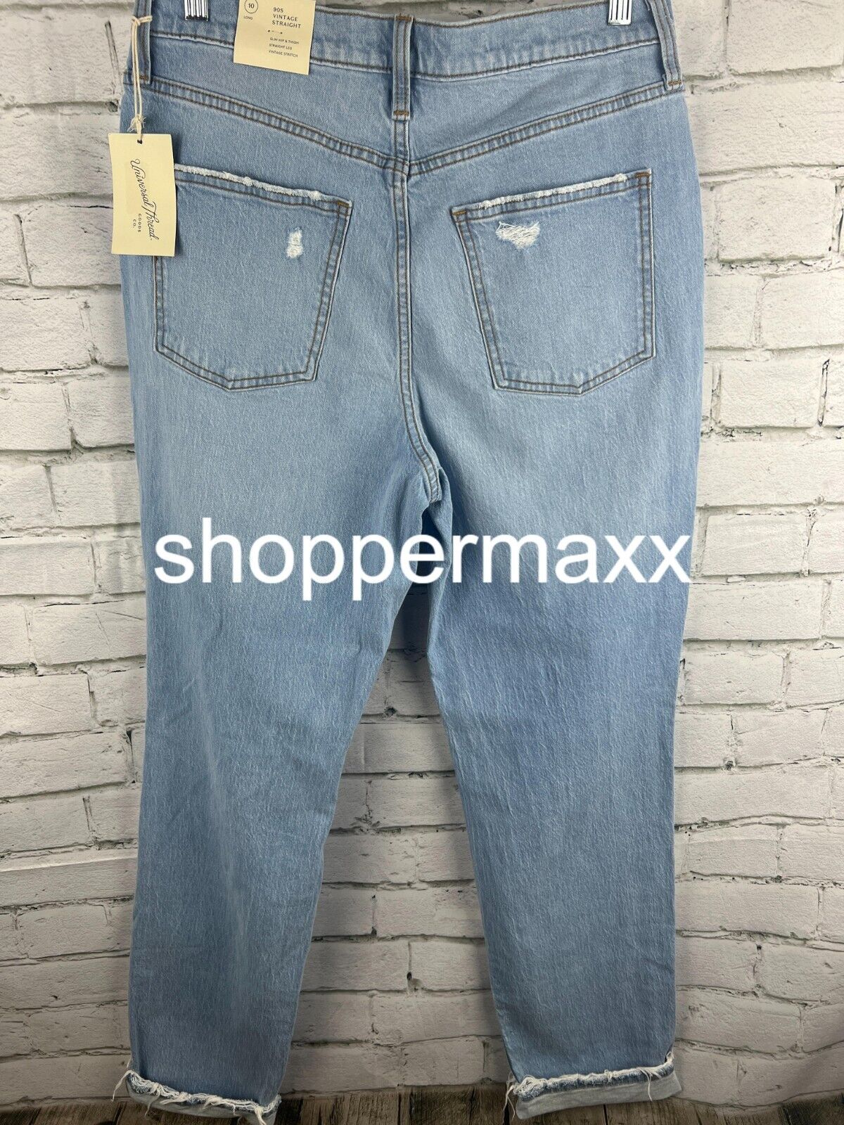 WOMEN HIGH-RISE 90'S VINTAGE STRAIGHT JEANS- UNIVERSAL THREAD LIGHT WASH 10 Long