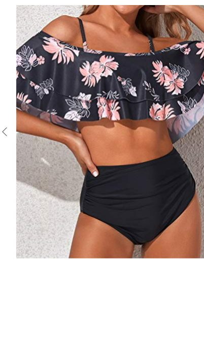 Tempt Me Womens High Waisted Two Piece Off Shoulder Bikini Set Swim wear Blk S