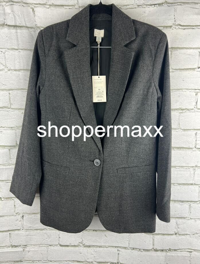 A New Day Women's Charcoal Plaid Blazer Size X-Small