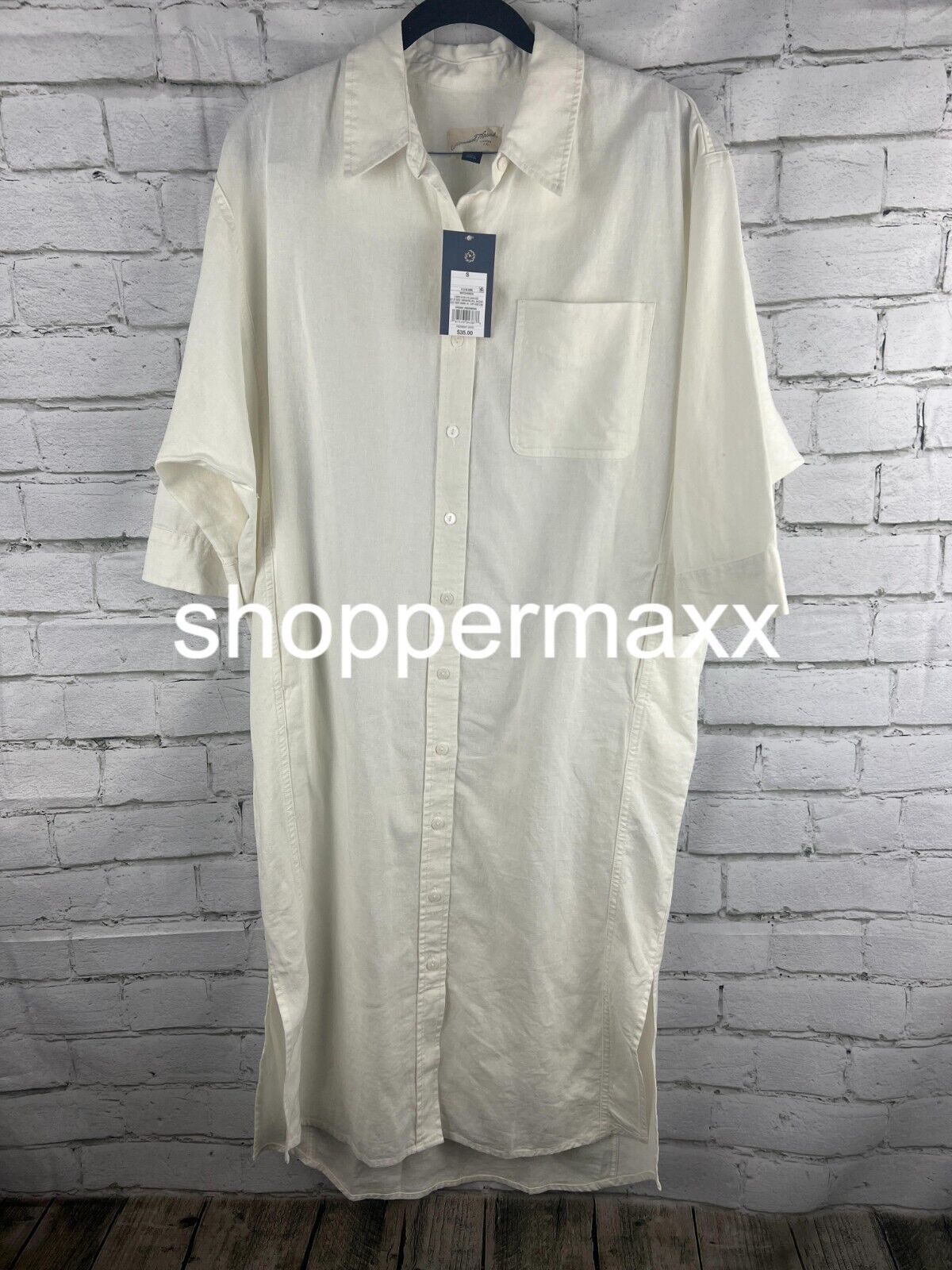 Women's 3/4 Sleeve Midi Shirtdress - Universal Thread, White, Size Small