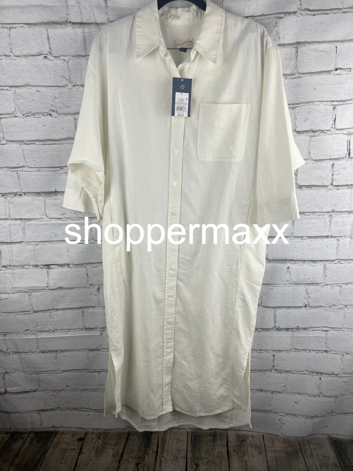 Women's 3/4 Sleeve Midi Shirtdress - Universal Thread, White, Size Small