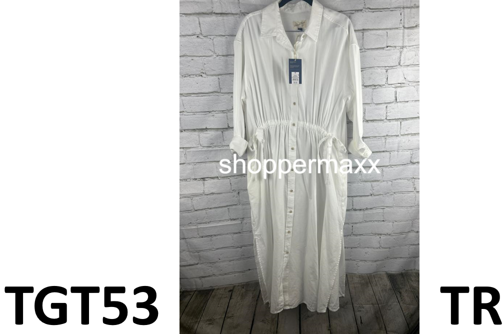 Women's Long Sleeve Cinch Waist Maxi Shirtdress- Universal Thread, WHITE, Medium