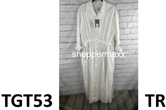 Women's Long Sleeve Cinch Waist Maxi Shirtdress- Universal Thread, WHITE, Medium