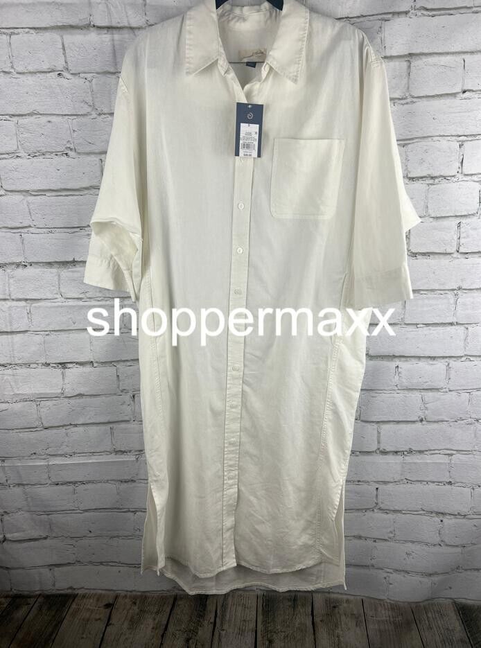 Women's 3/4 Sleeve Midi Shirtdress - Universal Thread, White, Size Small