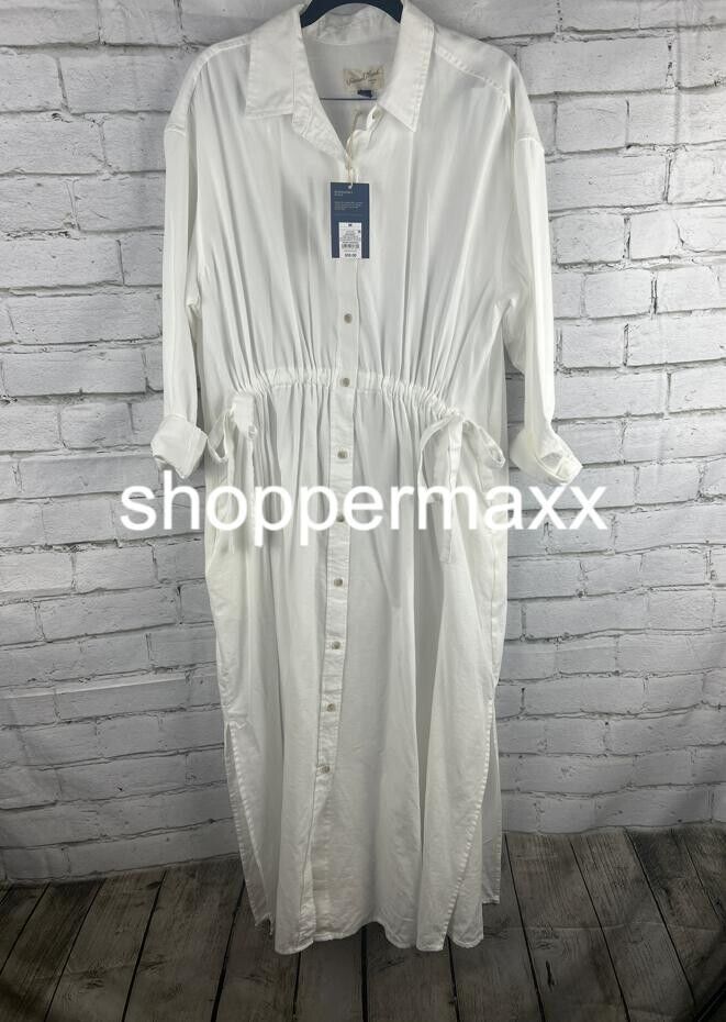 Women's Long Sleeve Cinch Waist Maxi Shirtdress- Universal Thread, WHITE, Medium