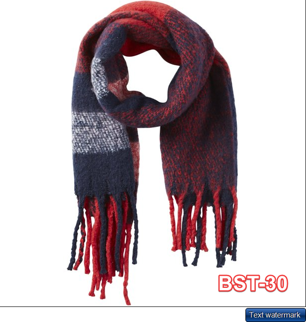 Tickled Pink Women's Fuzzy Plaid Fringe Scarf Collection, Red North Plaid One SZ