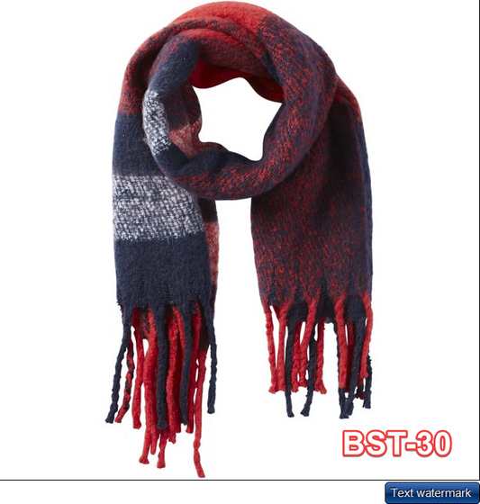 Tickled Pink Women's Fuzzy Plaid Fringe Scarf Collection, Red North Plaid One SZ