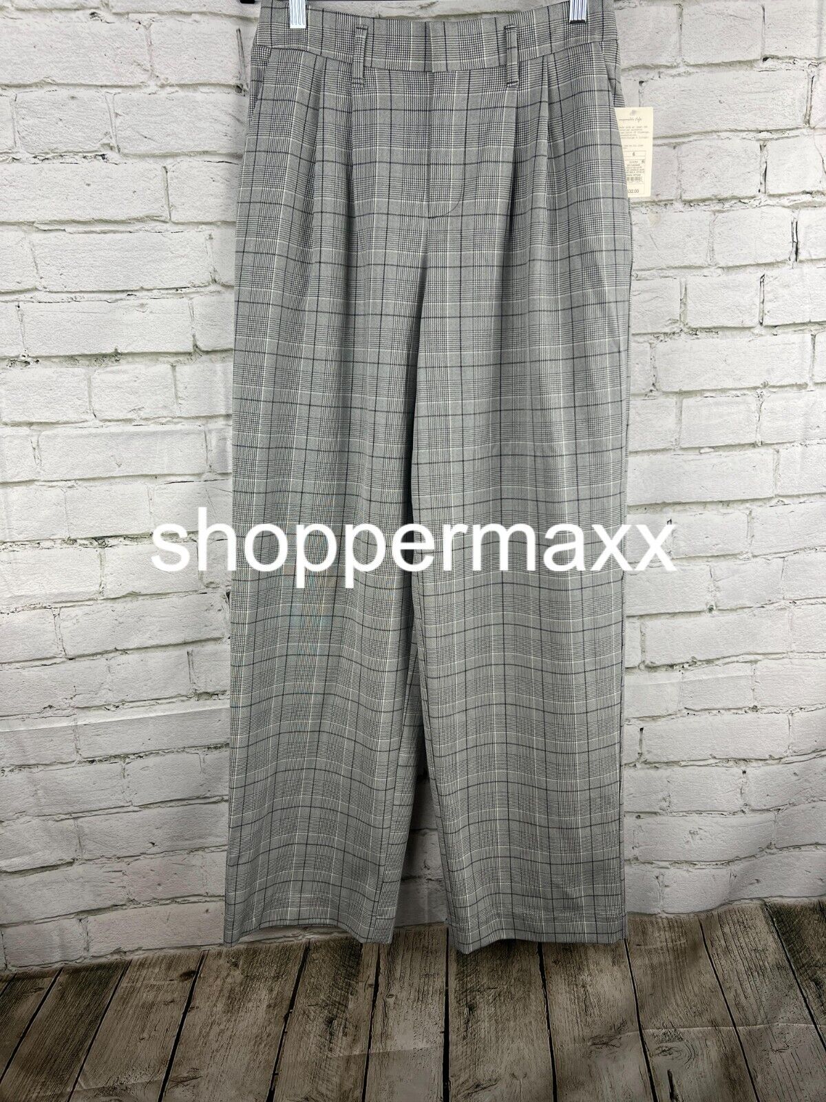 Women's High-Rise Straight Trousers - A New Day, GRAY PLAID, Size 6