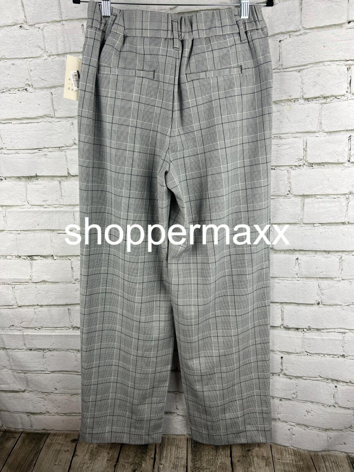 Women's High-Rise Straight Trousers - A New Day, GRAY PLAID, Size 6
