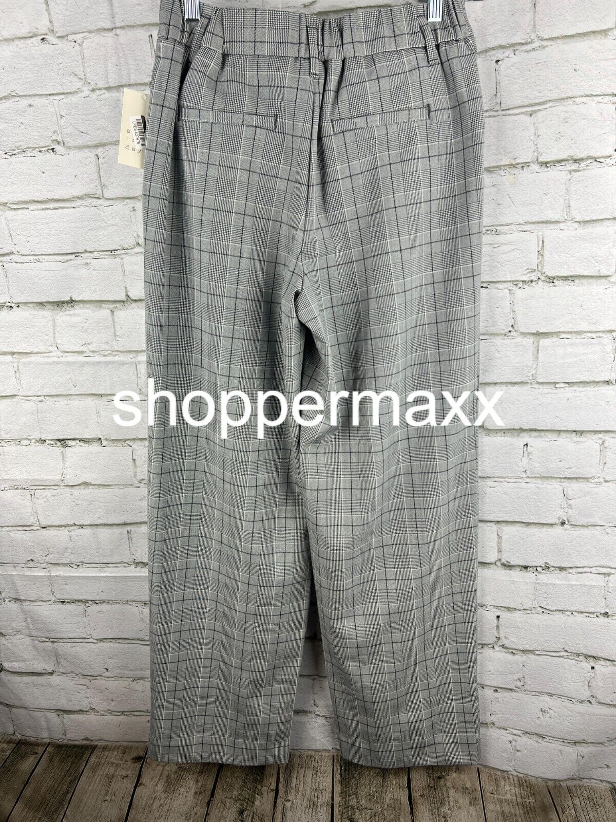 Women's High-Rise Straight Trousers - A New Day, GRAY PLAID, Size 6