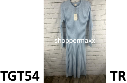 Women's Long Sleeve Midi Ribbed Sweater Dress - A New Day, Blue, Medium