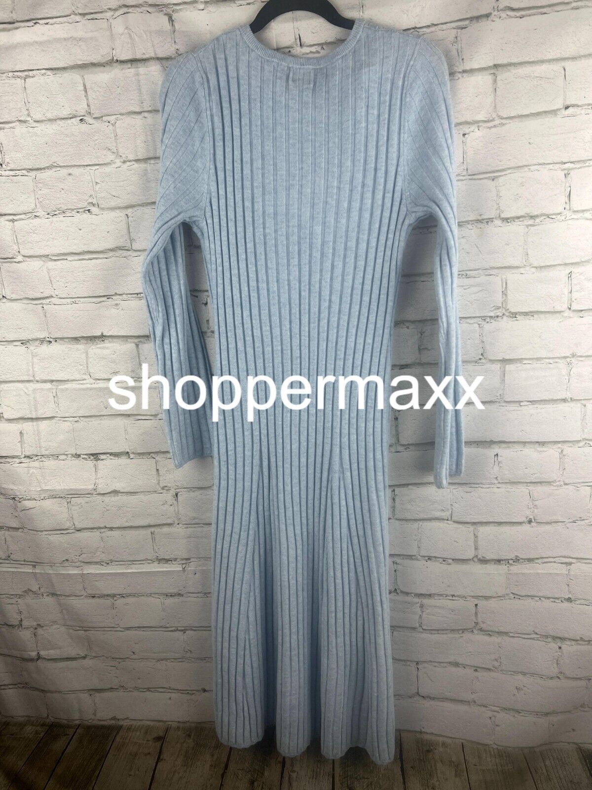 Women's Long Sleeve Midi Ribbed Sweater Dress - A New Day, Blue, Medium