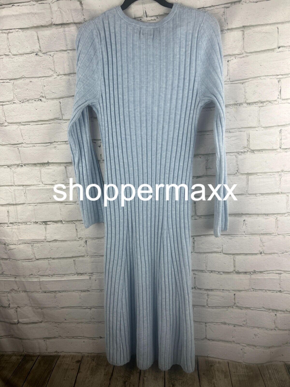 Women's Long Sleeve Midi Ribbed Sweater Dress - A New Day, Blue, Medium