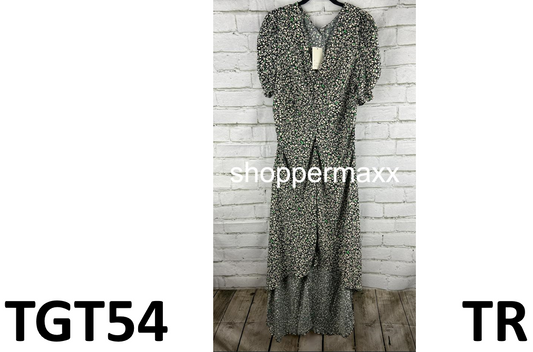 Women's Crepe Short Sleeve Midi Dress - A New Day, Green Floral, X-Large