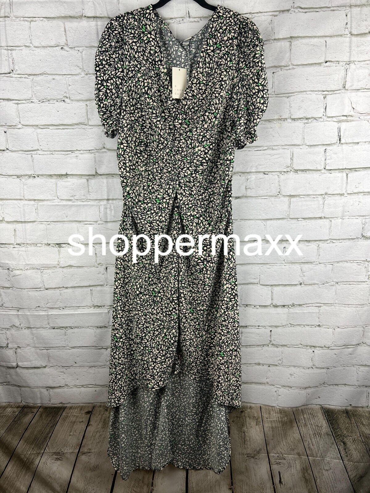 Women's Crepe Short Sleeve Midi Dress - A New Day, Green Floral, X-Large