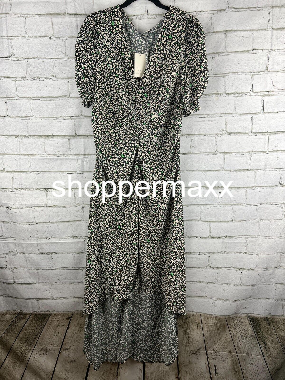 Women's Crepe Short Sleeve Midi Dress - A New Day, Green Floral, X-Large