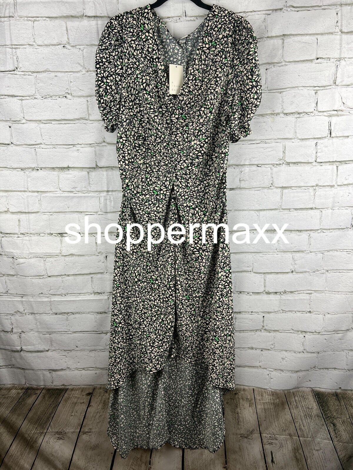 Women's Crepe Short Sleeve Midi Dress - A New Day, Green Floral, X-Large