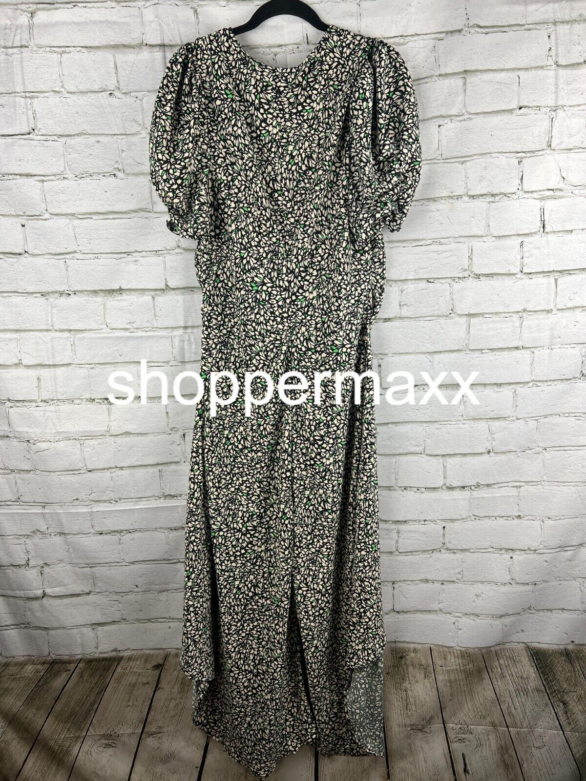 Women's Crepe Short Sleeve Midi Dress - A New Day, Green Floral, X-Large