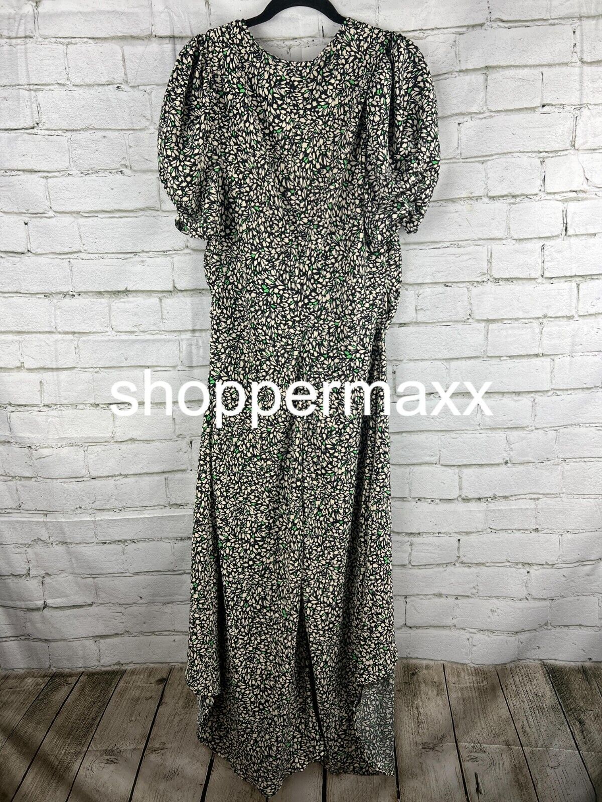 Women's Crepe Short Sleeve Midi Dress - A New Day, Green Floral, X-Large