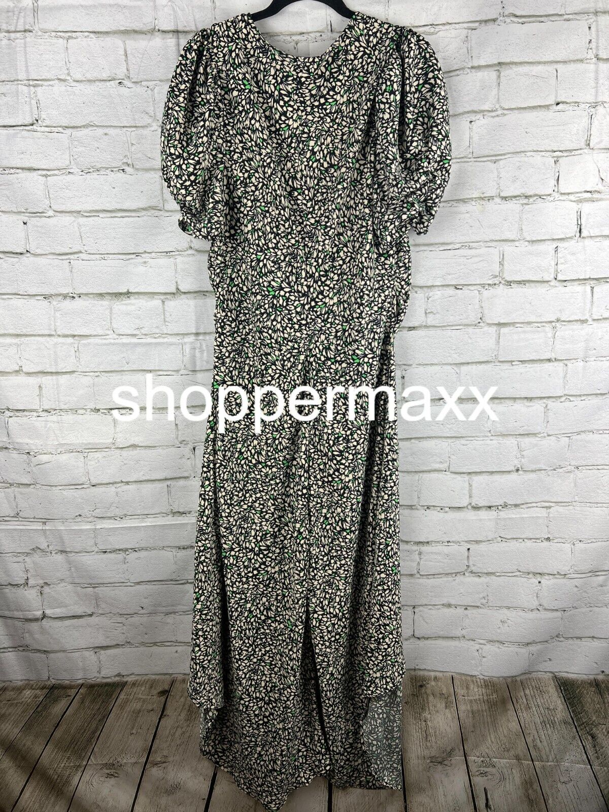 Women's Crepe Short Sleeve Midi Dress - A New Day, Green Floral, X-Large