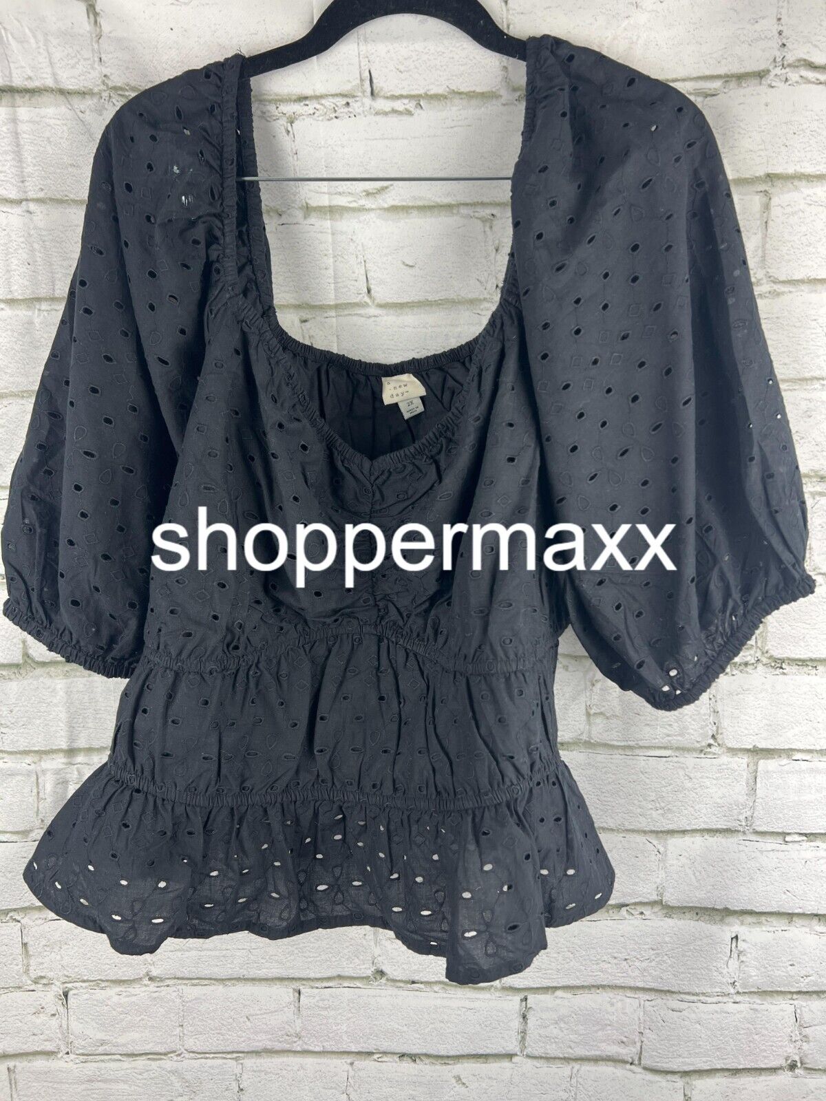 A NEW DAY WOMEN'S BLACK CROP TOP, SIZE 2X
