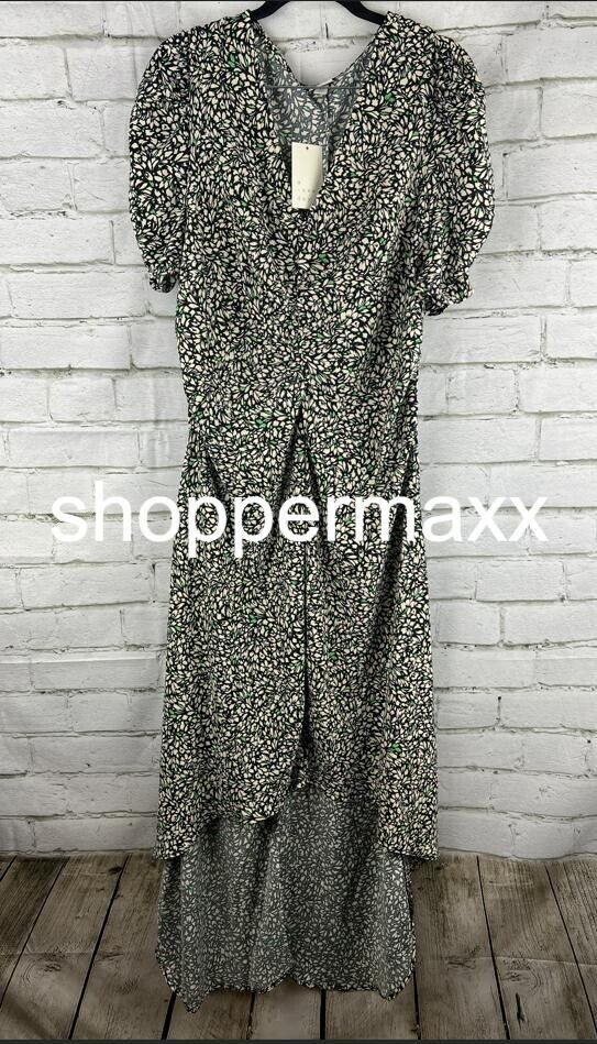 Women's Crepe Short Sleeve Midi Dress - A New Day, Green Floral, X-Large